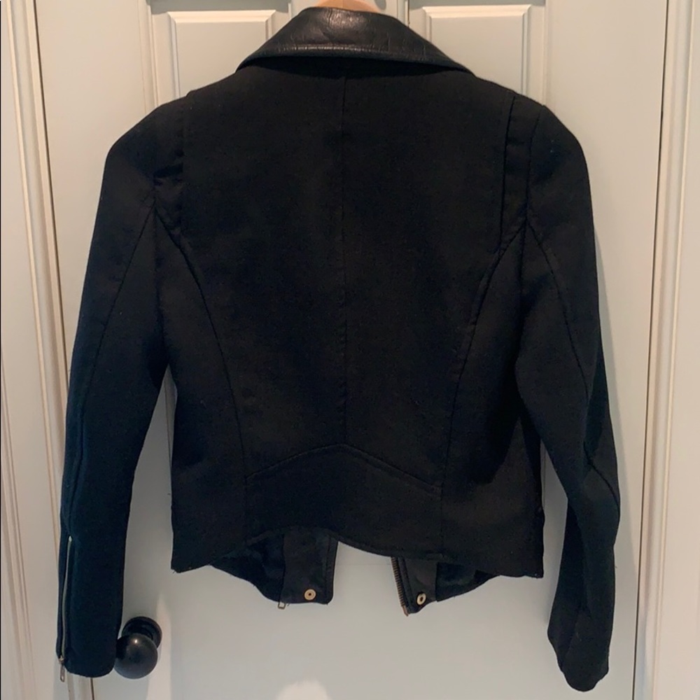 Black Zara Basic Moto Jacket Size Small - image 3